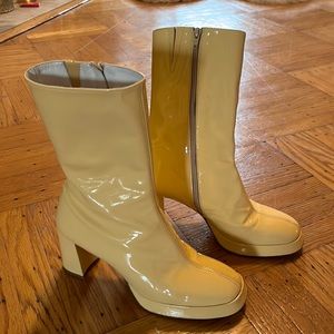 Miista carlota buttermilk patent platform boots cream white 40